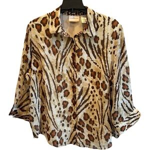 Alfred Dunner Women's Button-Down Shirt Animal Print, 16W